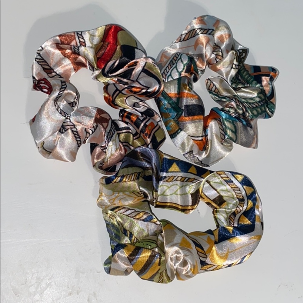 3 Random Print Satin Scrunchies